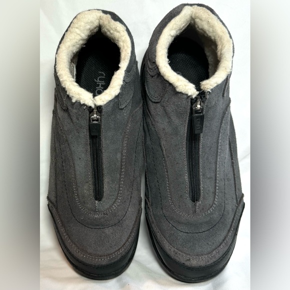 RYKA WOMENS Gray Suede, Fleece Lined, Front Zip, Low Ankle Boots Size 8W - Picture 6 of 7